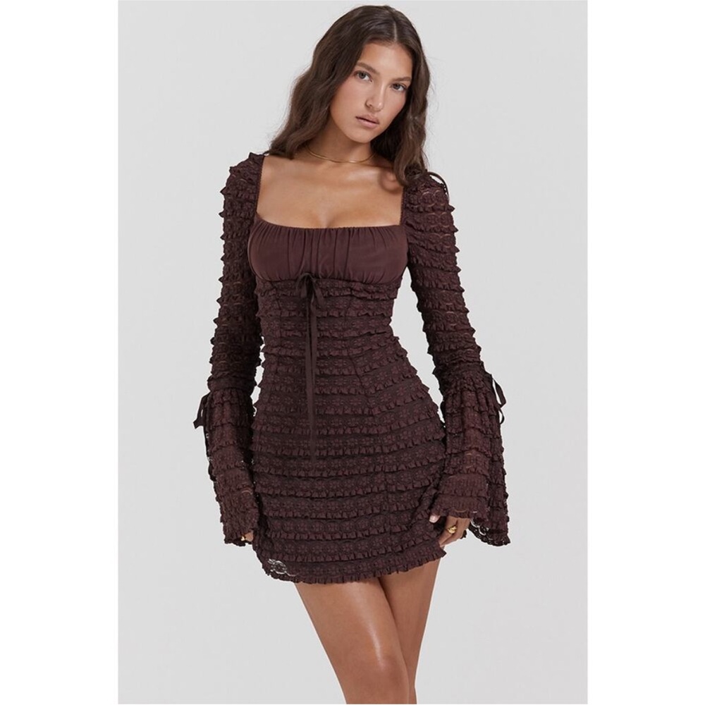 House of CB Chocolate Long Sleeve Dress Marisa espresso long sleeve dress XS